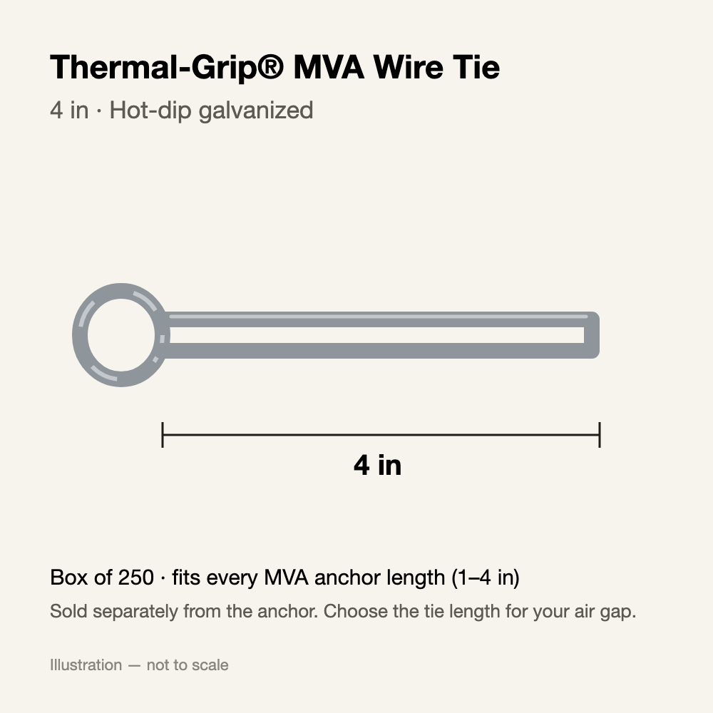 Thermal-Grip® MVA Wire Tie — 4 in, Hot-Dip Galvanized
